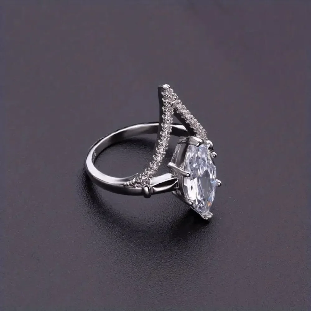 White Gold Diamond Marquise Wedding Engagement Anniversary Ring